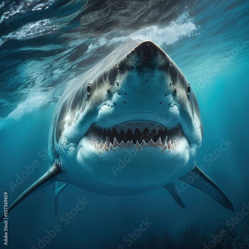 Great White Shark Close up Shot. Generative AI