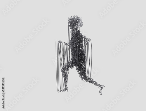Woman made from wires, conceptual illustration