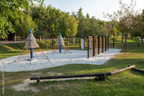 Taichung City, Taiwan - November 28, 2022 : Taichung Central Park playground equipment. Xitun District Shuinan Economic and Trade Area. photo