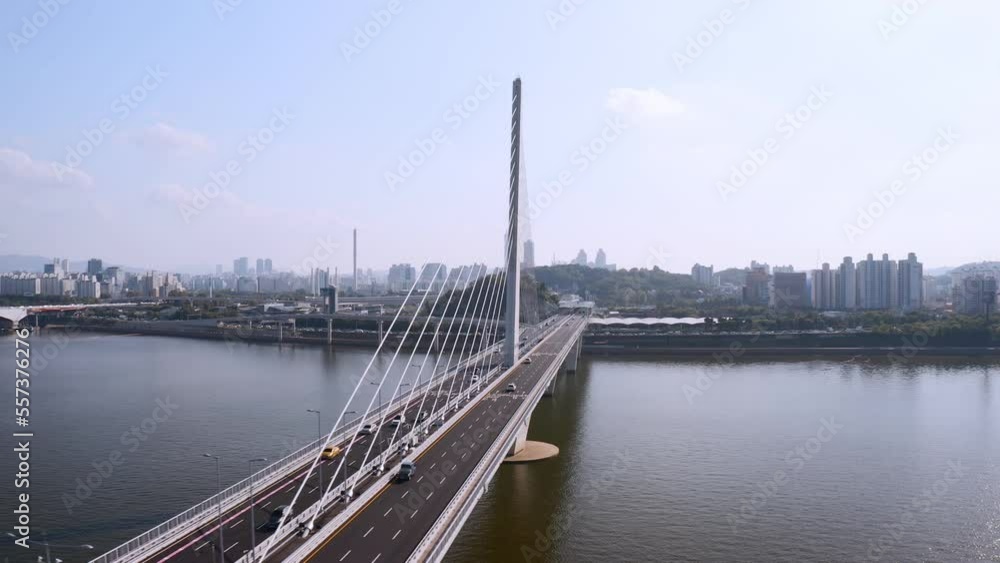 [korea drone footage] han river landscape, Seoul, Korea, world cup ...
