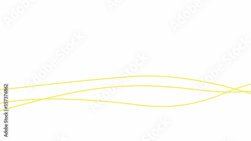 Animated stripes appear and disappear. Decorative lines. Three yellow bars. Waves gradually changes shape. Looped video. Flat vector illustration isolated on a white background.