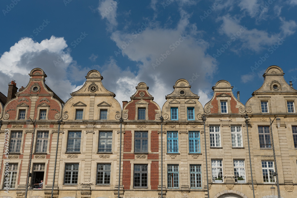 details of the houses of the square of the Grand Place in Arras, North of France details of the houses of the square of the Grand Place in Arras, North of France