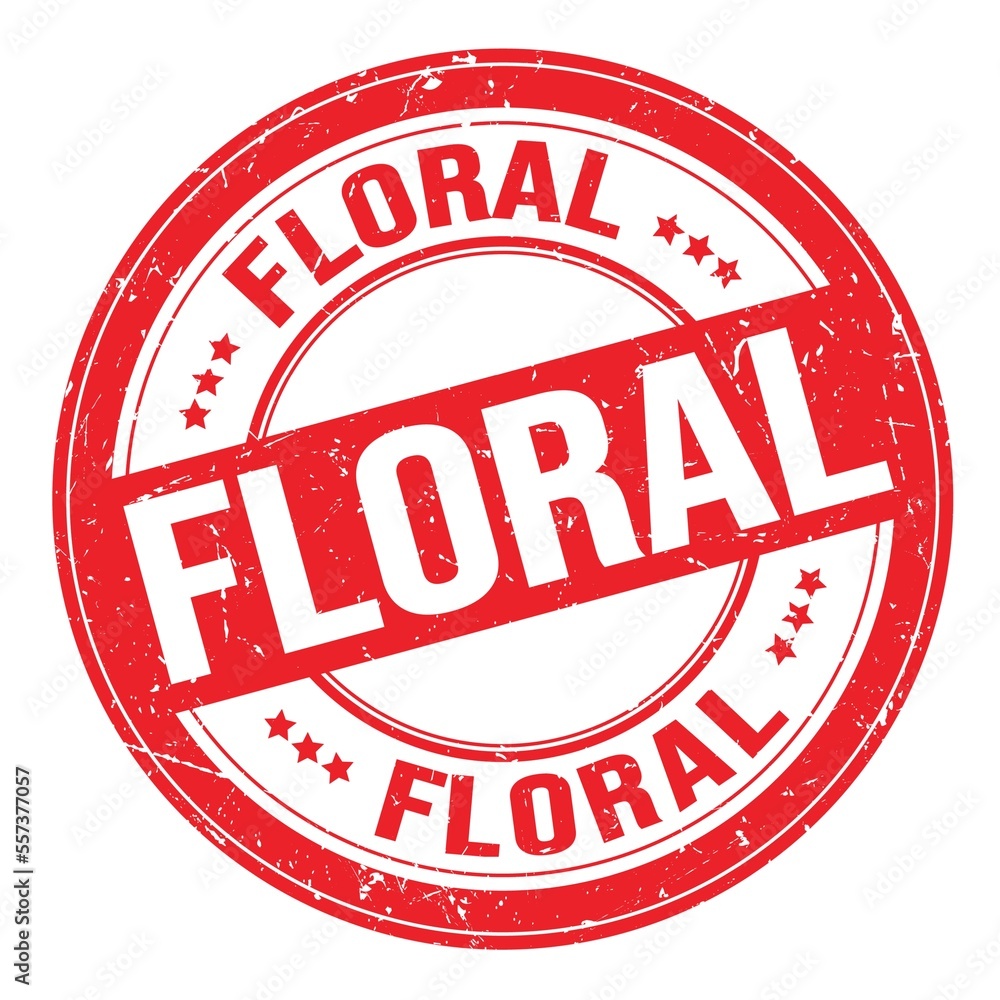 FLORAL text written on red round stamp sign FLORAL text written on red round stamp sign