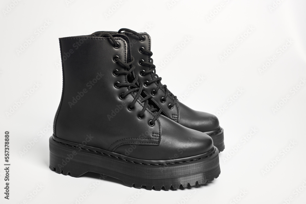 heeled platform combat boots