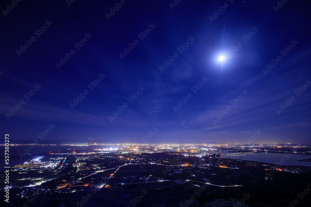愛知県田原市　蔵王山展望台から見た田原市街の夜景