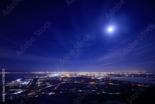 愛知県田原市 蔵王山展望台から見た田原市街の夜景