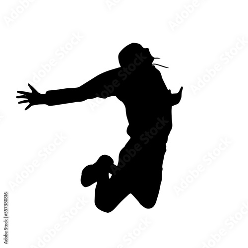 Silhouette of a person jumping with happiness. Happy Jump Silhouette. Freedom illustration.