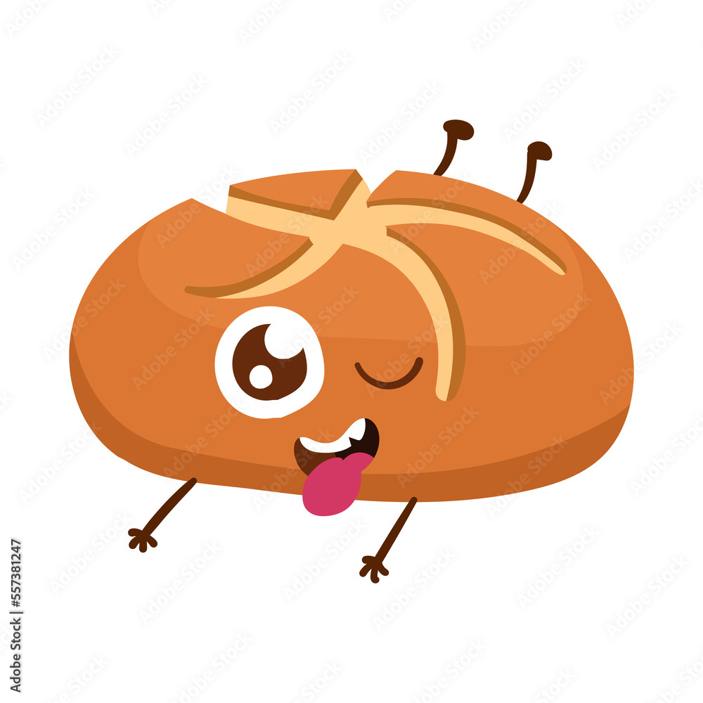 Obraz premium Cute fun cartoon bread assortment drawing.