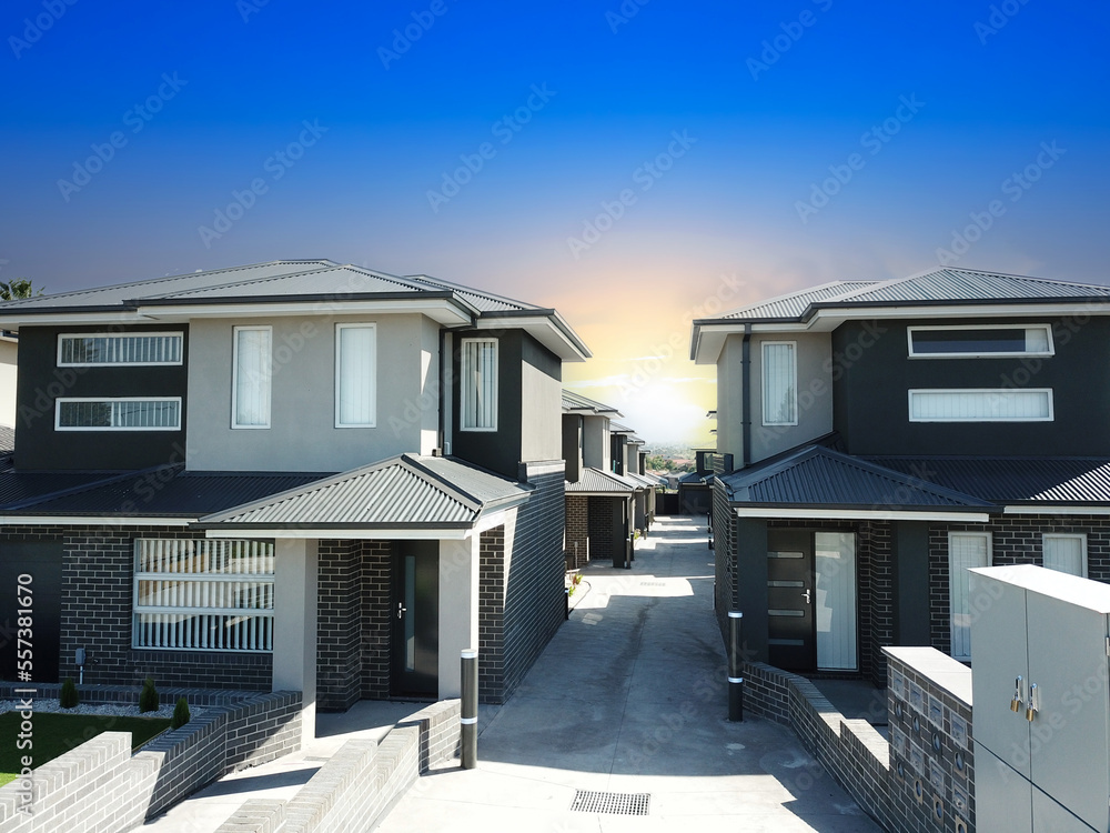 Brick Veneer town houses in Melbourne Victoria Australian Suburbia 