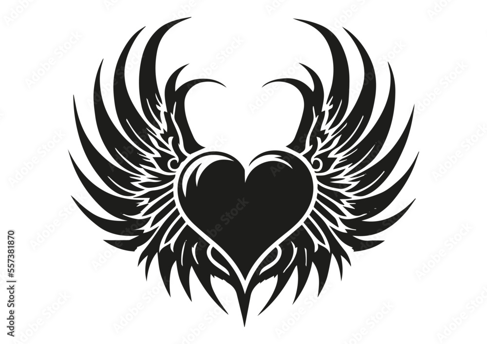 Bengaluru Ink Tattoo  Piercing Studio  BITS  Wings with heart tattoo  design client needed a design with heart wing and a R letter after  a hour we created this design 