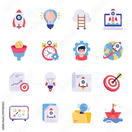 Set of Business and Finance Flat Icons 

