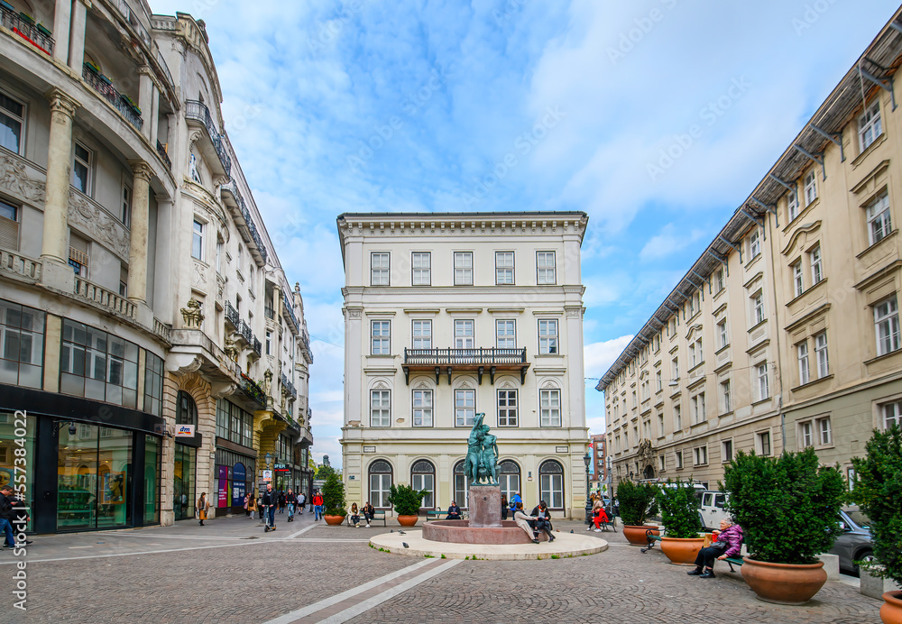 Fototapeta premium Budapest, Hungary. Front view of beautiful old building in the city center 