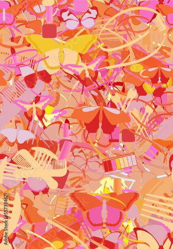 Background pattern abstract design texture. Seamless. Theme is about Pipevine, drawing, delicate, various, maquillage, powder, exotic, brush, pomatum, vector, makeup, narrow goods, striped fabric