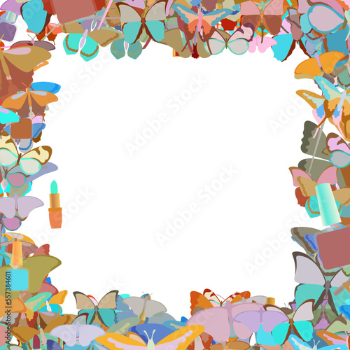 Background pattern abstract design texture. Border frame, transparent background. Theme is about powder, design, toiletry, pomade, parlor, wild, brush, spring, ointment, cosmetology, decoration