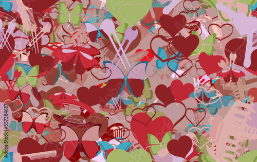 Background pattern abstract design texture. Seamless. Theme is about gorgeous, spring, tropical, clip, art, graphic, silhouette, hairpin, wing, comb, slip, Red Admiral, ornate, vector, Monarch
