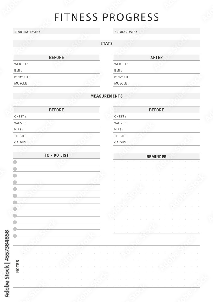 Fitness Progress planner Fitness Progress planner