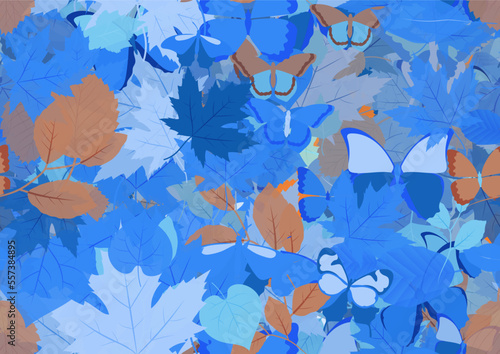 Background pattern abstract design texture. Seamless. Theme is about maple, Monarch, repeat, seasons, gorgeous, composition, apple, various, decoration, fly, art, wild, design, ornate, 