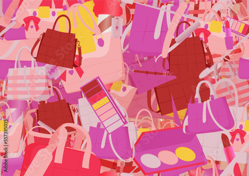 Background pattern abstract design texture. Seamless. Theme is about Tote, casual, pomatum, office, barbershop, content, toiletry, comb, maquillage, businesswoman, hair care, salon, purse