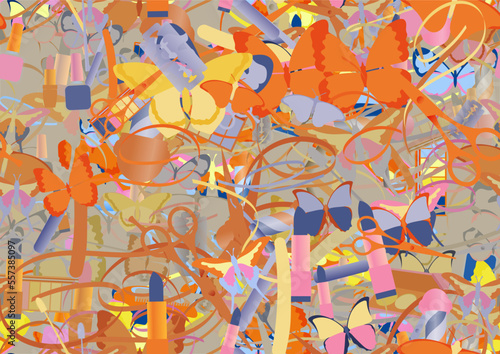 Background pattern abstract design texture. Seamless. Theme is about wing, stripes, vector, nail polish, hairdressing, ornate, various, wavy, confetti, comb, delicate, beauty, silhouette