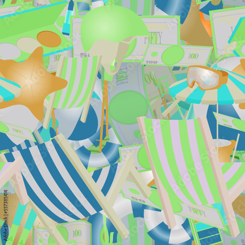 Background pattern abstract design texture. Seamless. Theme is about umbrella, ball, cash, tropical, hat, gloves, pole, american, toiletry, vacation, ointment, graphic, sea, income, salon