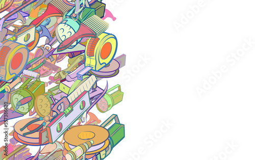 Background pattern abstract design texture. Repair. Vertical seamless stripe. Border frame, transparent background. Theme is about , lamp, protractor, plumbing, roulette, drawing, froze