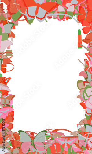 Background pattern abstract design texture. Border frame, transparent background. Theme is about parlor, maquillage, repeat, colorful, weaving, Pipevine, summer, fly, decor, design, cosmetics
