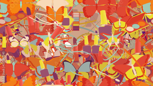 Background pattern abstract design texture. Seamless. Theme is about maquillage, design, wing, drawing, Monarch, nature, summer, powder, narrow goods, ornate, toiletry, parlor, pomatum, tones