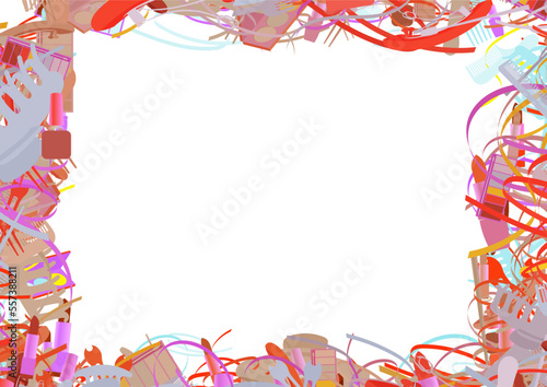 Background pattern abstract design texture. Border frame, transparent background. Theme is about , pomade, confetti, parlor, narrow goods, hairpin, nail polish, salon, woven, cosmetics, weaving