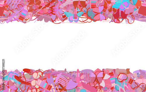 Background pattern abstract design texture. Horizontal seamless stripes. Border frame, transparent background. Theme is about decoration, parlor, maquillage, silhouette, tropical, hairstyle