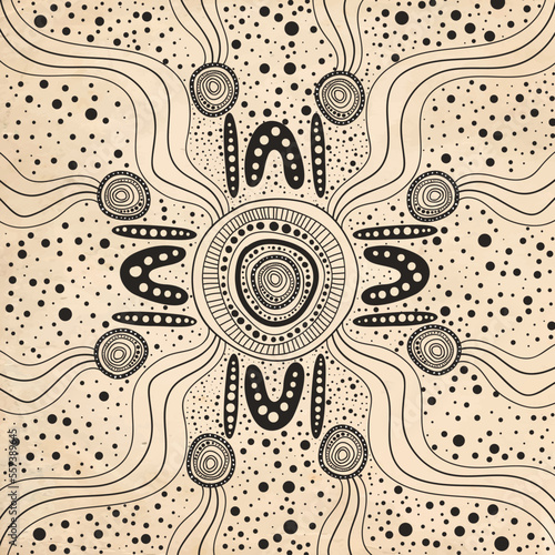 Grey aboriginal dot art painting illustration