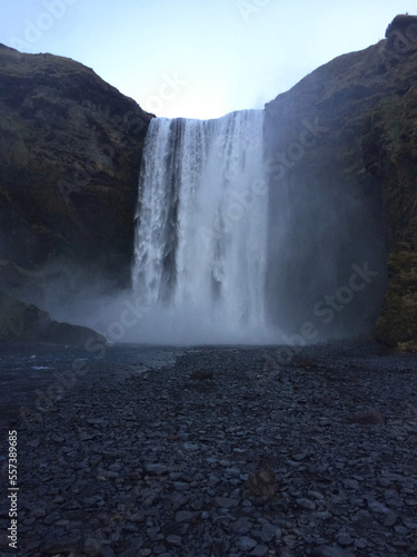Fototapeta Naklejka Na Ścianę i Meble -  Skogafoss is one of the most popular waterfalls in Iceland . It is located in South Iceland. Due to the amount of spray the waterfall often produces a single or double rainbow on sunny days. 