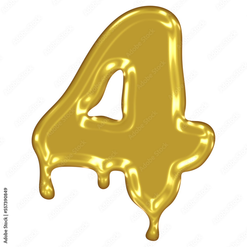 Fototapeta premium Gold Melted Effect Number. Four.