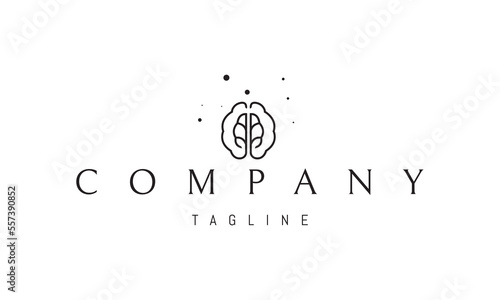 Vector logo on which an abstract image of a human brain with an oak leaf inside.