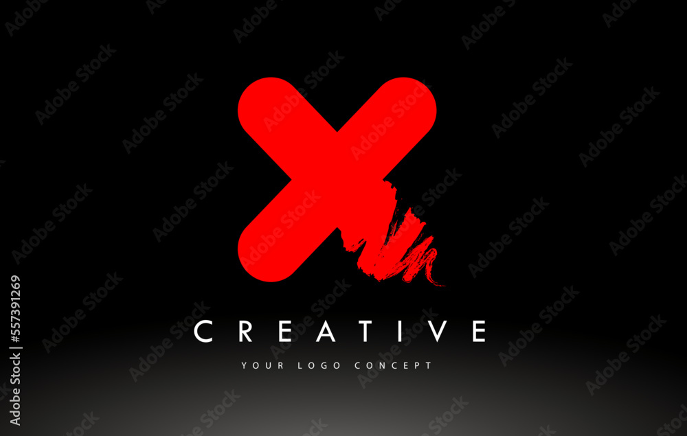 Obraz premium X Brushed Letter Logo. Red Brush Letters design with Brush stroke design.