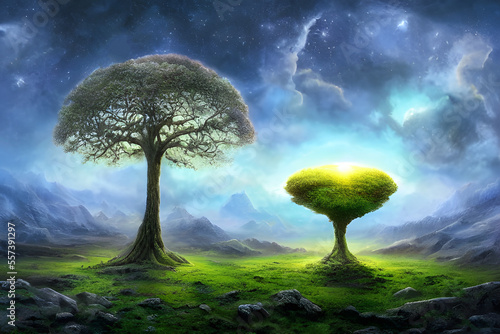 AI Digital Illustration Mystical Glowing Alien Landscape © Oblivion VC