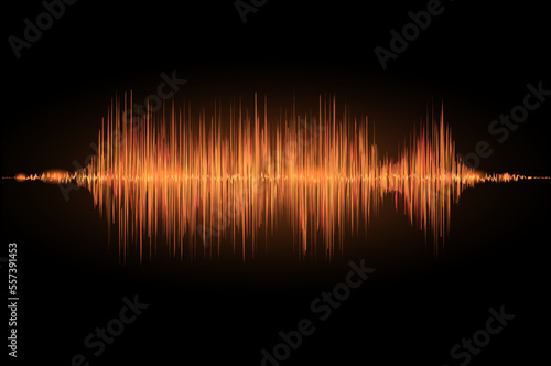 Image of an orange sound wave. The concept of sound perception.