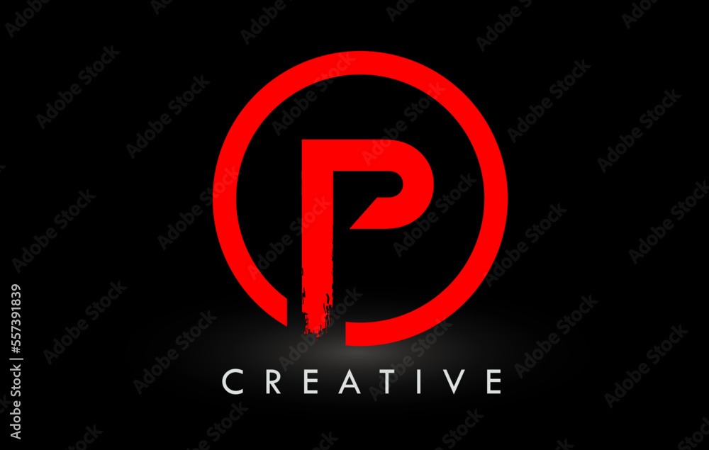 Red P Brush Letter Logo Design. Creative Brushed Letters Icon Logo. Red P Brush Letter Logo Design. Creative Brushed Letters Icon Logo.
