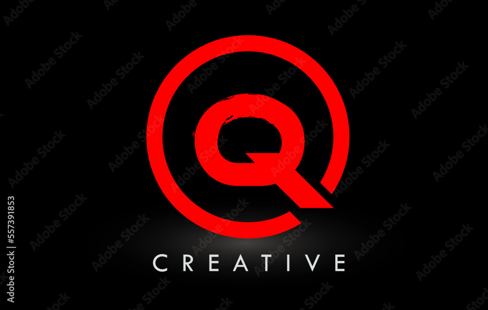 Red Q Brush Letter Logo Design. Creative Brushed Letters Icon Logo. Red Q Brush Letter Logo Design. Creative Brushed Letters Icon Logo.
