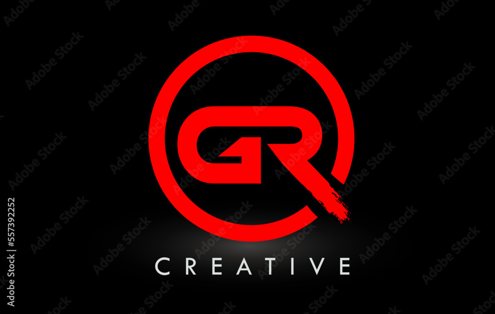Red GR Brush Letter Logo Design. Creative Brushed Letters Icon Logo. Red GR Brush Letter Logo Design. Creative Brushed Letters Icon Logo.