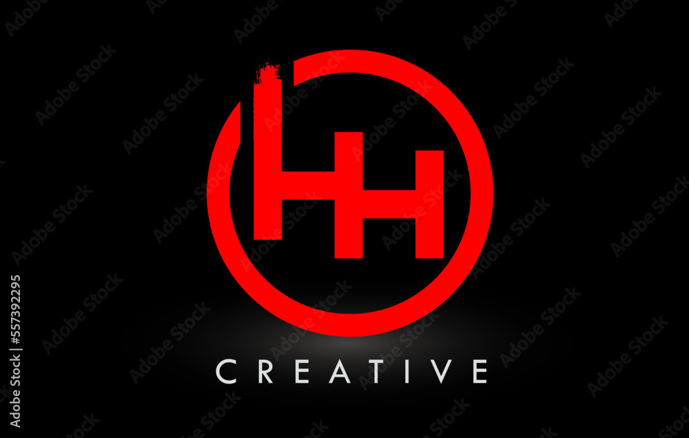 Red HH Brush Letter Logo Design. Creative Brushed Letters Icon Logo. Red HH Brush Letter Logo Design. Creative Brushed Letters Icon Logo.