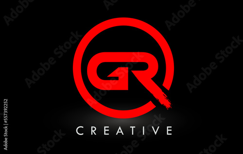 Free Download Red GR Brush Letter Logo Design. Creative Brushed Letters Icon Logo. - GFXLoad