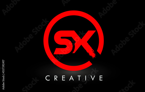 Free Download Red SX Brush Letter Logo Design. Creative Brushed Letters Icon Logo. - GFXLoad