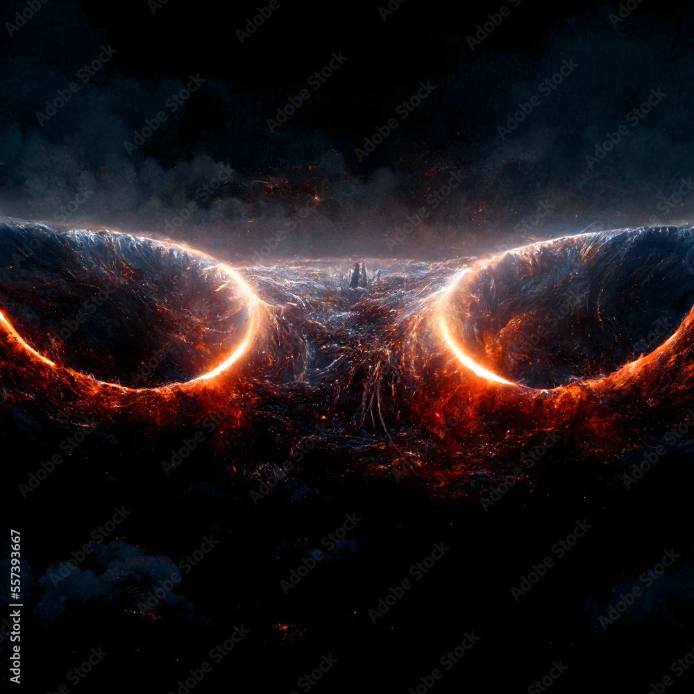 Obraz premium Ai generated art galaxy space landscape, wallpaper, absurd galaxy, horror space, dark galaxy, galaxy space, horror lansdcape