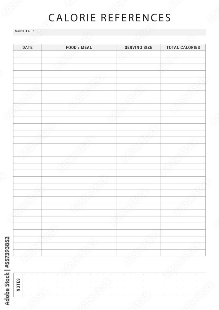 Calorie References planner Calorie References planner