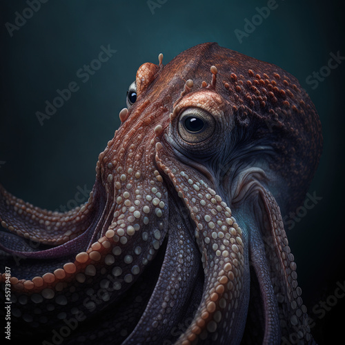 Octopus in the deep ocean