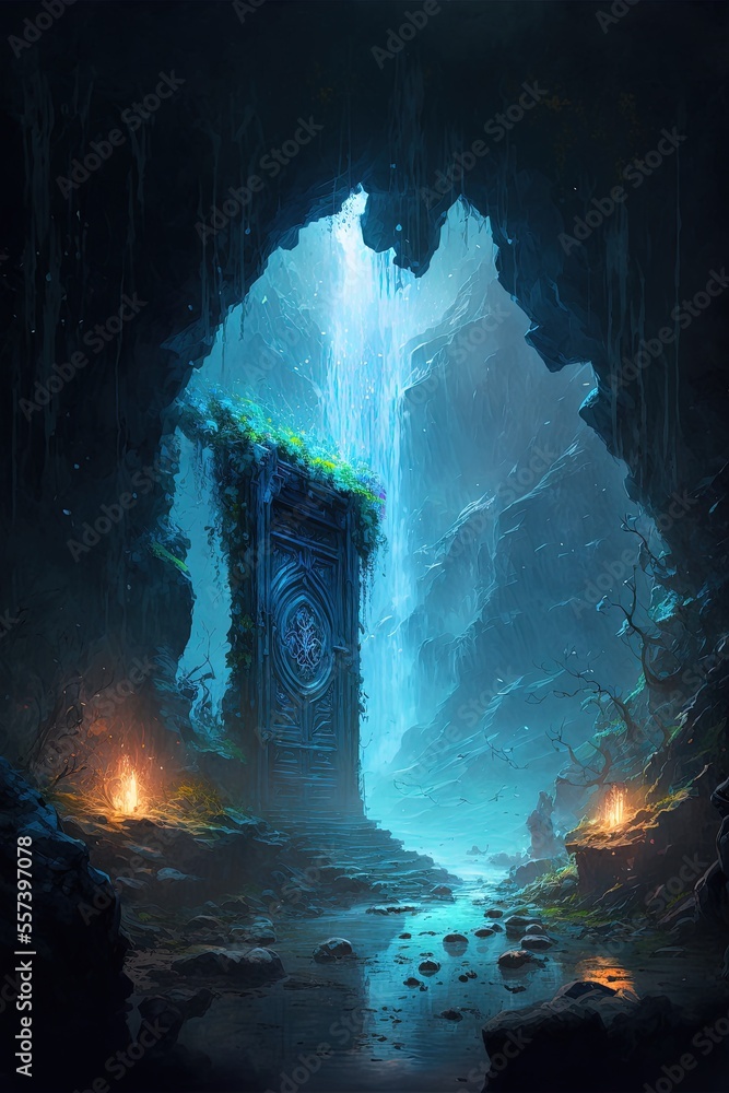 Fototapeta premium Portal to another world, Fantasy Doorway, Abstract Art, Digital Illustration