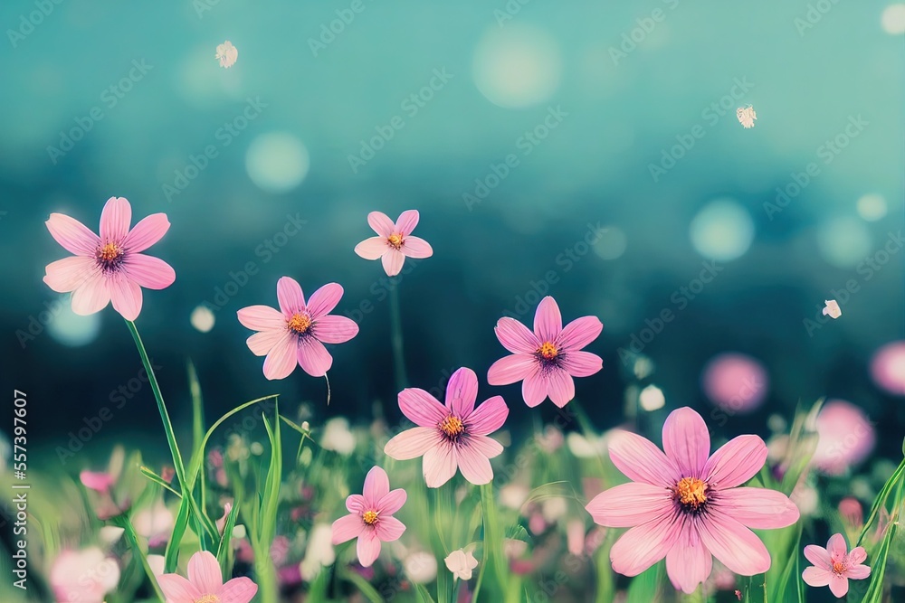 Beautiful Pink Spring Flowers   (Generative AI)