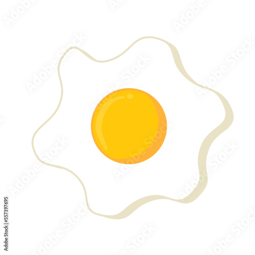 Fried egg and york isolated on white background.Breakfast egg.Food and menu for cafe or restaurant.Sign, symbol, icon or logo isolated.Flat design.Cartoon vector illustration.Doodle.Graphic.