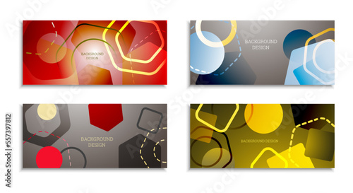 Geometric abstract background. Set of 4 backgrounds. Various geometric shapes. Cover design for school notebook or magazine, background, wallpaper. Eps vector