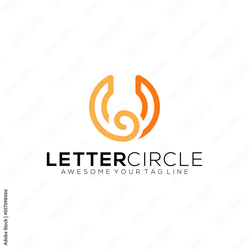 letter U circle Geckos modern logo design